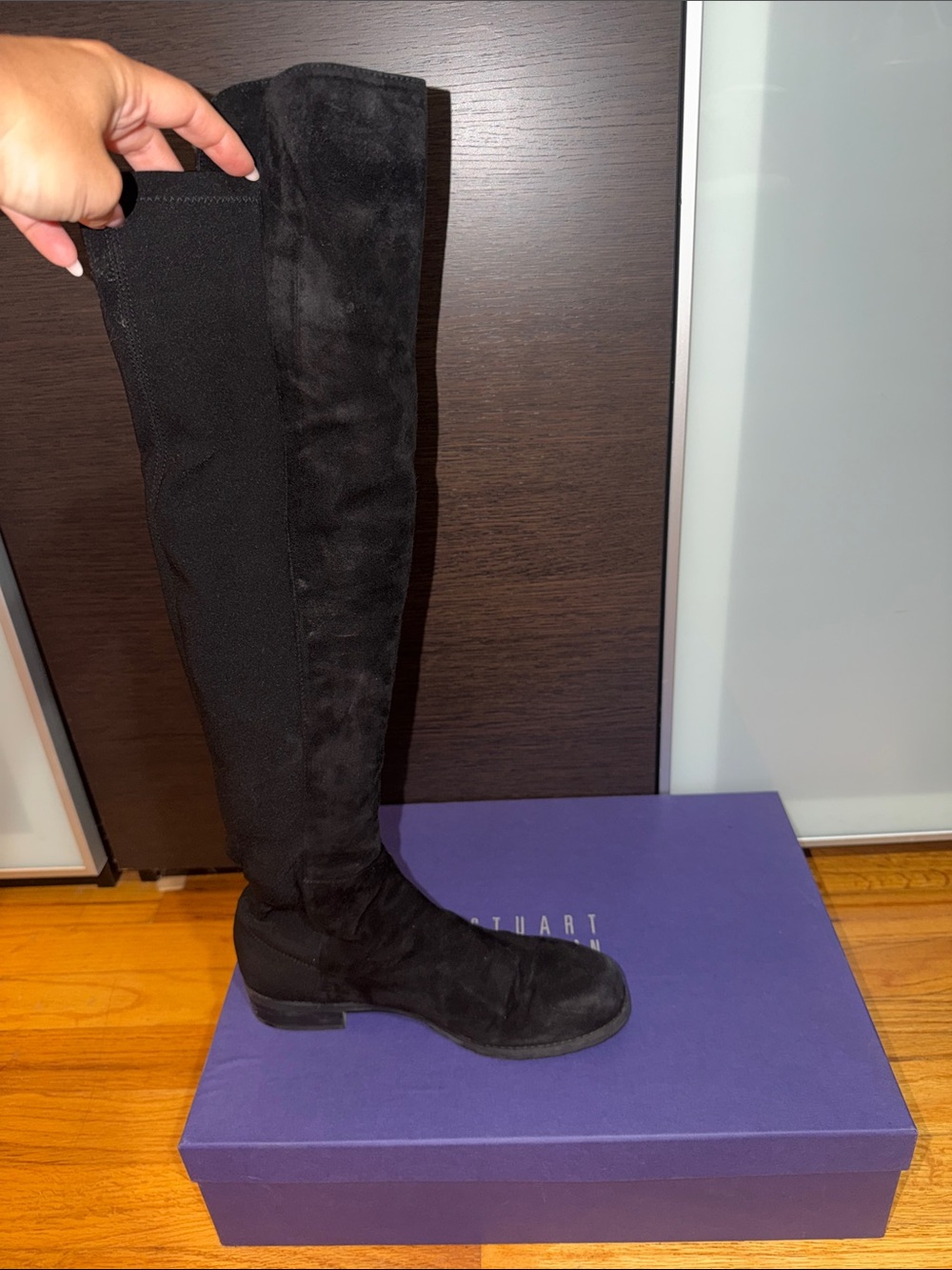 Stuart Weitzman Black Over-the-Knee Suede 50/50 Boots